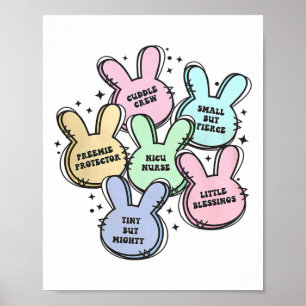 Retro Nicu Nurse Easter Neonatal Intensive Care Un Poster