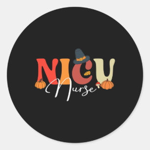 Retro Nicu Nurse Fall Vibes Autumn Thanksgiving Classic Round Sticker