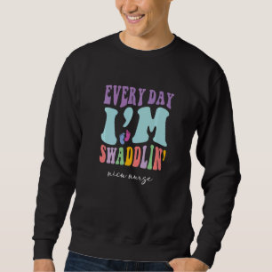 Retro NICU Nurse ICU Neonatal Rainbow Team Tiny Hu Sweatshirt
