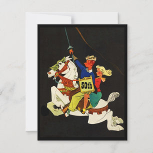 Retro Night on White Carousel Horse Invitation