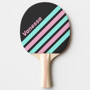 Retro Night Prism Angled Striping with Name Ping Pong Paddle