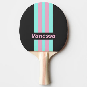 Retro Night Prism Pin Stripes with Name Ping Pong Paddle