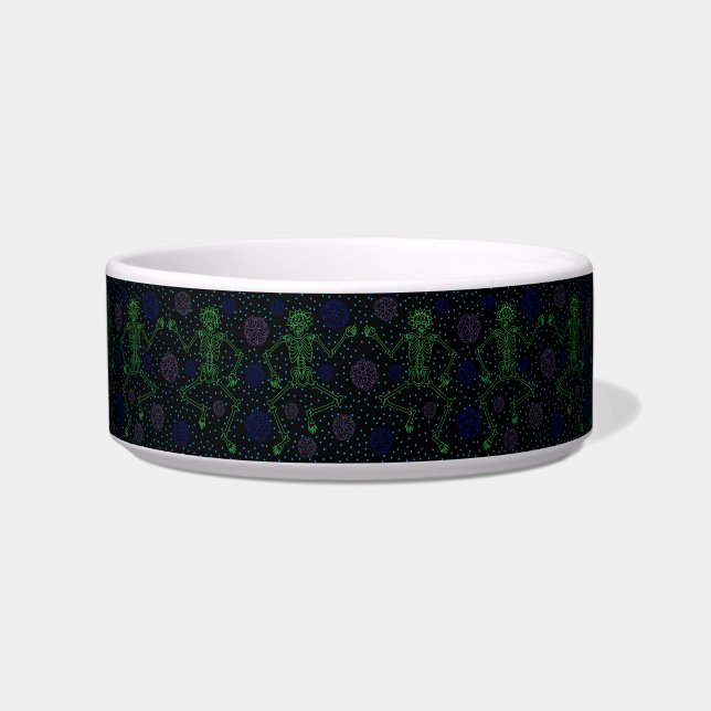 Retro Night Skeleton Polka Dots Bowl (Front)