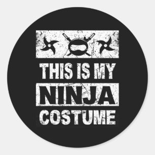 Retro Ninja Costume Halloween For Boy Kids Men Classic Round Sticker