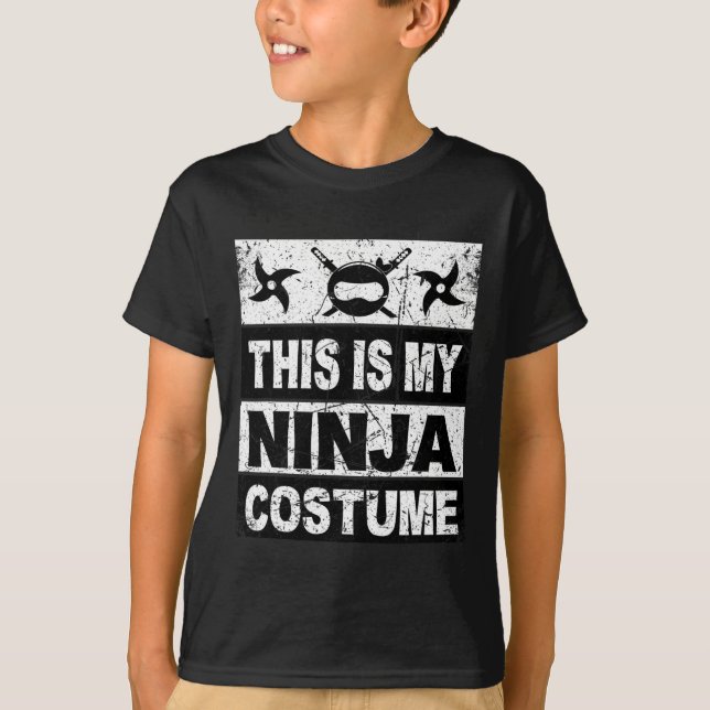 Retro Ninja Costume  Halloween For Boy Kids Men  T-Shirt (Front)