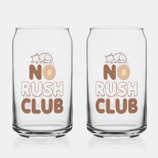 Retro "No Rush Club" for Relaxing Can Glass (Front)