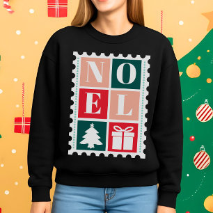 Retro Noel Christmas Postage Stamp Sweatshirt