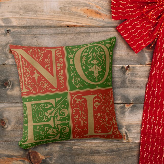 Retro Noel Red and Green Decorative Holiday Cushion (Creator Uploaded)