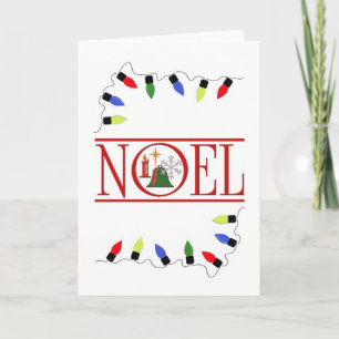 retro NOEL string of lights Holiday Card