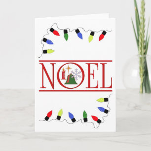 retro NOEL string of lights Holiday Card