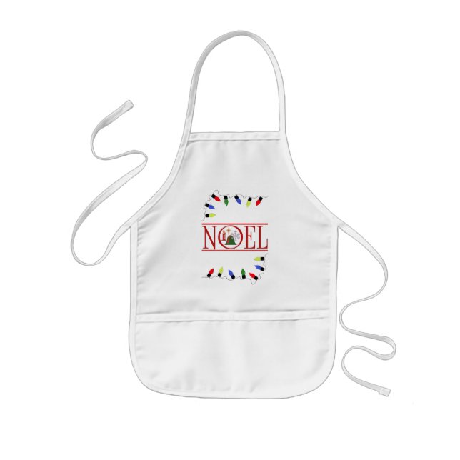retro NOEL string of lights Kids Apron (Front)