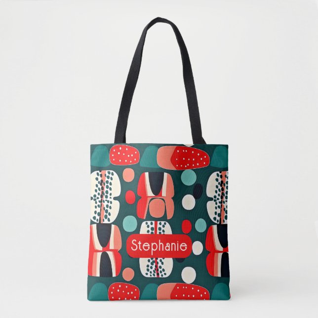 Retro Nordic Pattern on Deep Green Tote Bag (Front)
