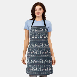 Retro Nordic Reindeer pattern Apron