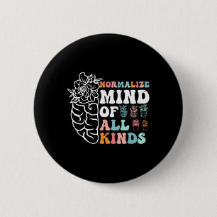 Retro Normalise Mind Of All Kinds Autism Awareness 6 Cm Round Badge