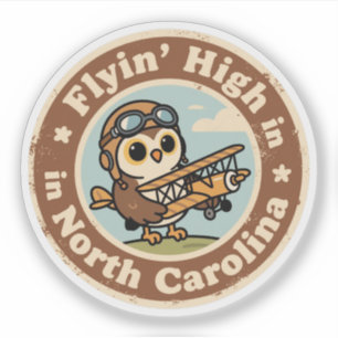Retro North Carolina Badge_ Owl with Miniature Air