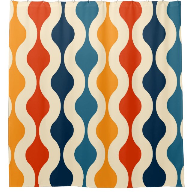 Retro nostalgic, colourful, seamless background. shower curtain (Front)