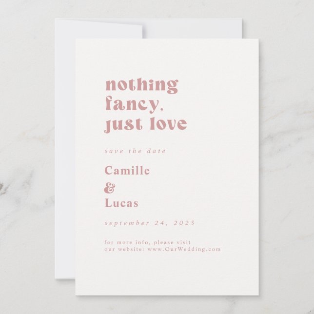 Retro Nothing Fancy just love save the date Invitation (Front)