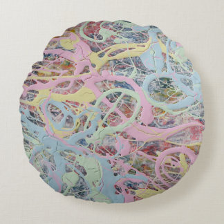 Retro Nouveau art Deco inspired pastel abstract Round Cushion