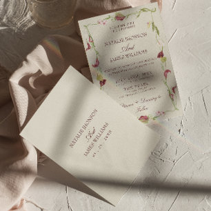 Retro Nouveau Art Watercolor Floral Wedding Invitation