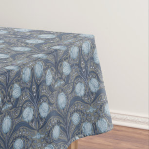 Retro Nouveau Tulips in blue and pewter Tablecloth