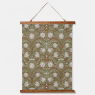 Retro Nouveau Tulips in orange and teal Hanging Tapestry