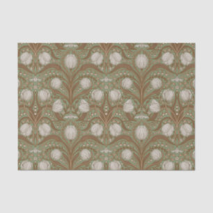 Retro Nouveau Tulips in orange and teal Tissue Paper