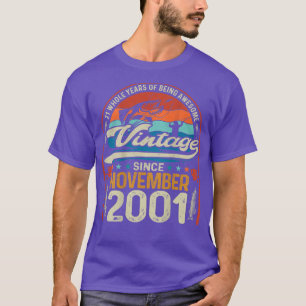 Retro November 2001 21 Year Old Fishing Lover 21st T-Shirt