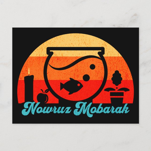 Retro Nowruz Mobarak Goldfish Postcard (Front)