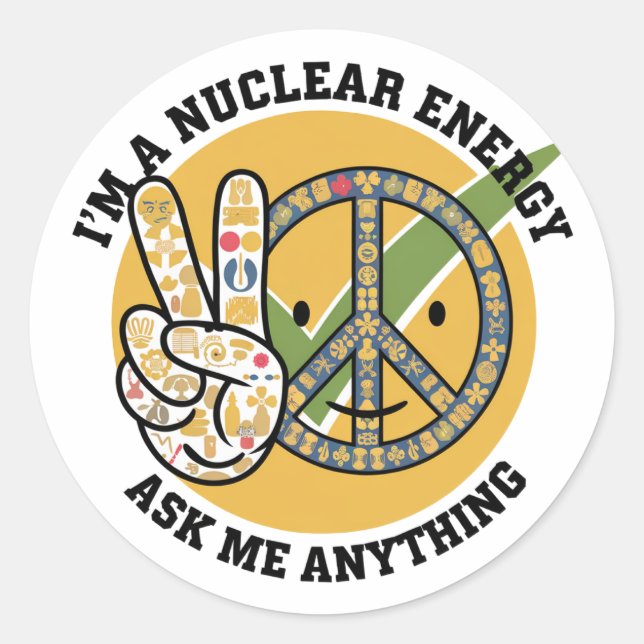 Retro Nuclear Energy design vector art gift  Classic Round Sticker (Front)
