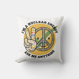 Retro Nuclear Energy design vector art gift Cushion