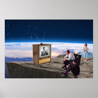 Retro Nuclear Family Poster: Mid-Century Space Art Poster