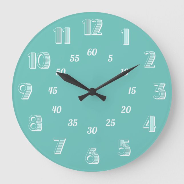 Retro Number Wall Clock with Minutes and Hours (Front)