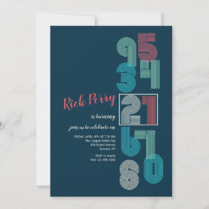 Retro Numbers Birthday Party Invitation