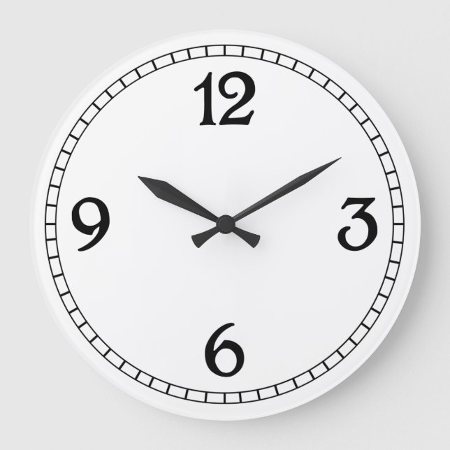 Retro Numbers Black White Wall Clock (Front)