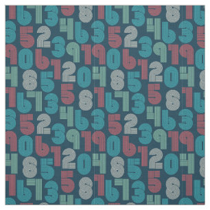 Retro Numbers Ultramarine Blue Fabric