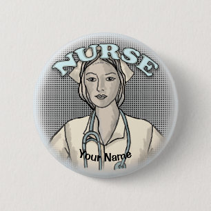 Retro nurse  6 cm round badge