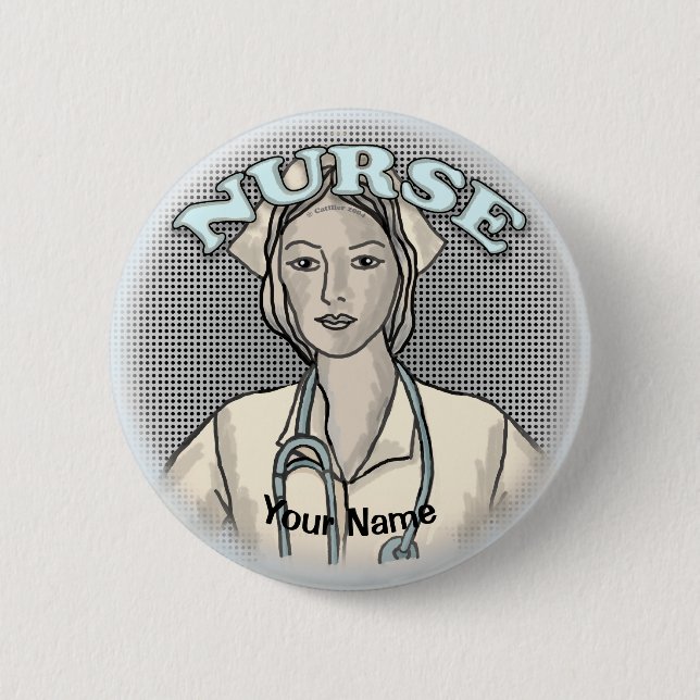 Retro nurse  6 cm round badge (Front)
