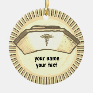 Retro Nurse Cap Ceramic Ornament