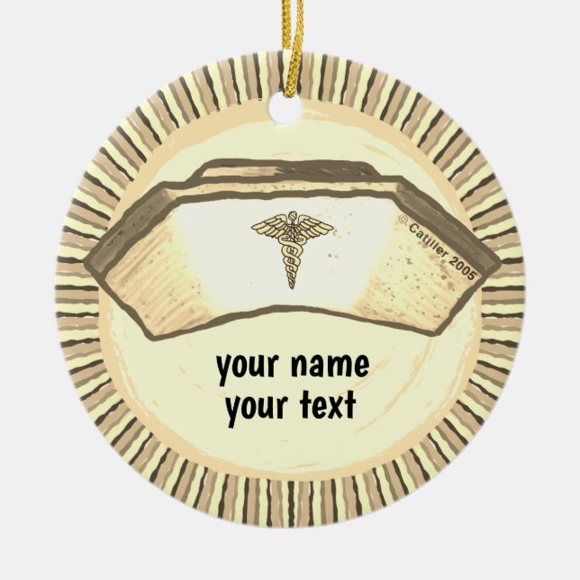 Retro Nurse Cap Ceramic Ornament (Front)