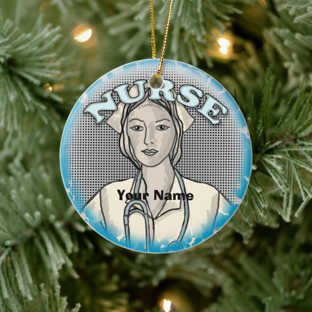 Retro nurse  ceramic ornament (Tree)
