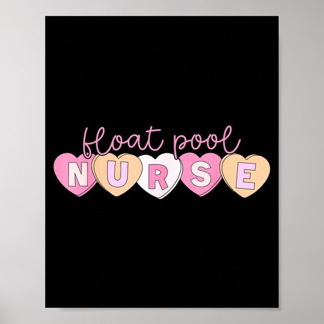 Retro Nurse Float Ol Valentines Heart Icu Med Surg Poster (Front)
