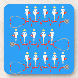 Retro Nurse Hard Plastic Coasters