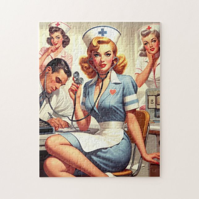Retro Nurse Illustration Jigsaw Puzzle (Vertical)