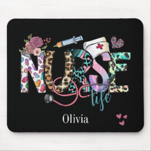 Retro Nurse Life Cute Typography  Mouse Pad