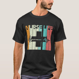 Retro Nurse Life Heartbeat RN Nurses Day Week Humo T-Shirt