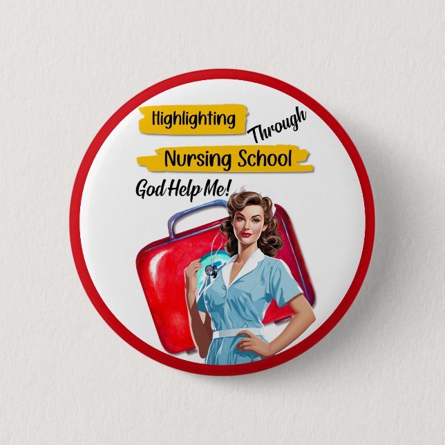 Retro Nurse Pinup_ Nursing Notes 6 Cm Round Badge (Front)