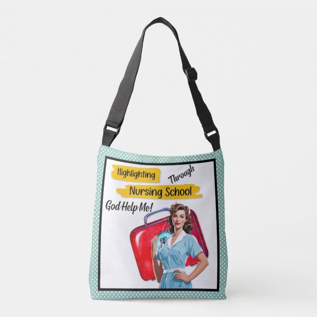Retro Nurse Pinup_ Nursing Notes Crossbody Bag (Front)