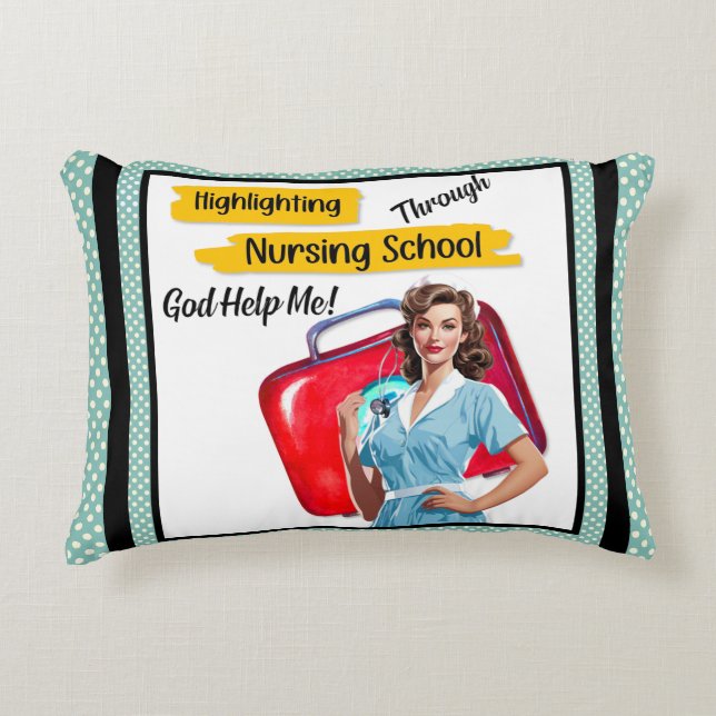 Retro Nurse Pinup_ Nursing Notes Decorative Cushion (Front)