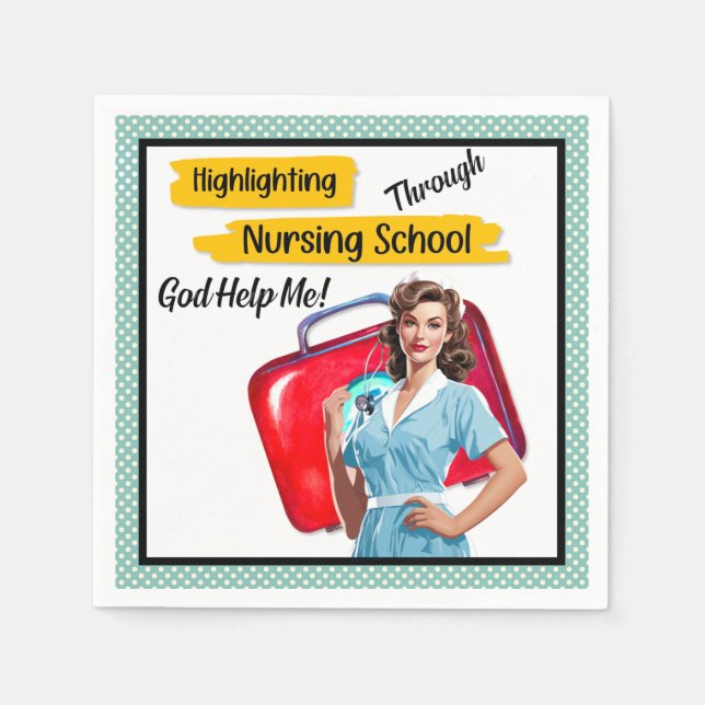 Retro Nurse Pinup_ Nursing Notes Napkin (Front)