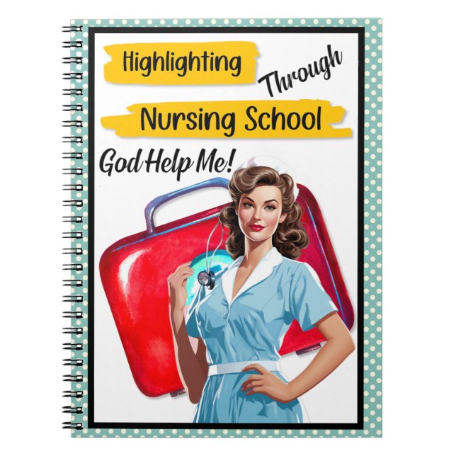 Retro Nurse Pinup_ Nursing Notes Notebook (Front)